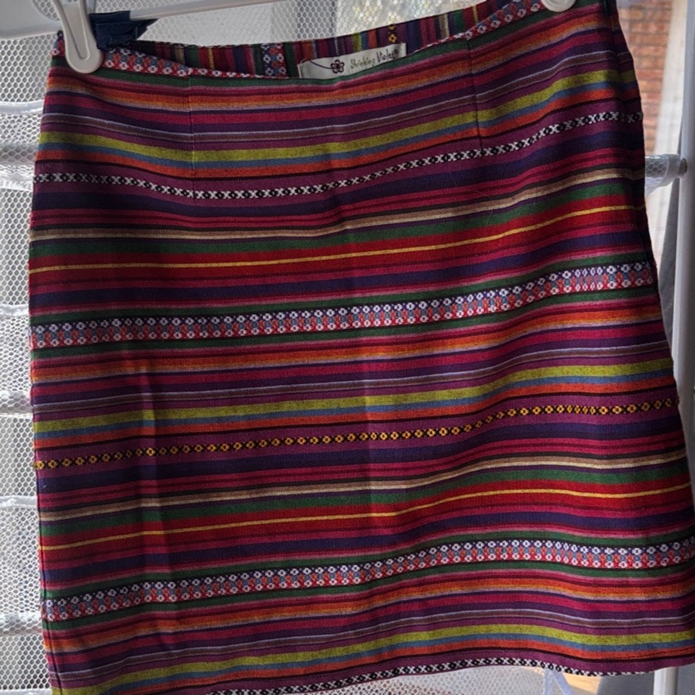 Shrinking Violet Striped Mini Skirt in Burgundy, Navy, Green western skirt